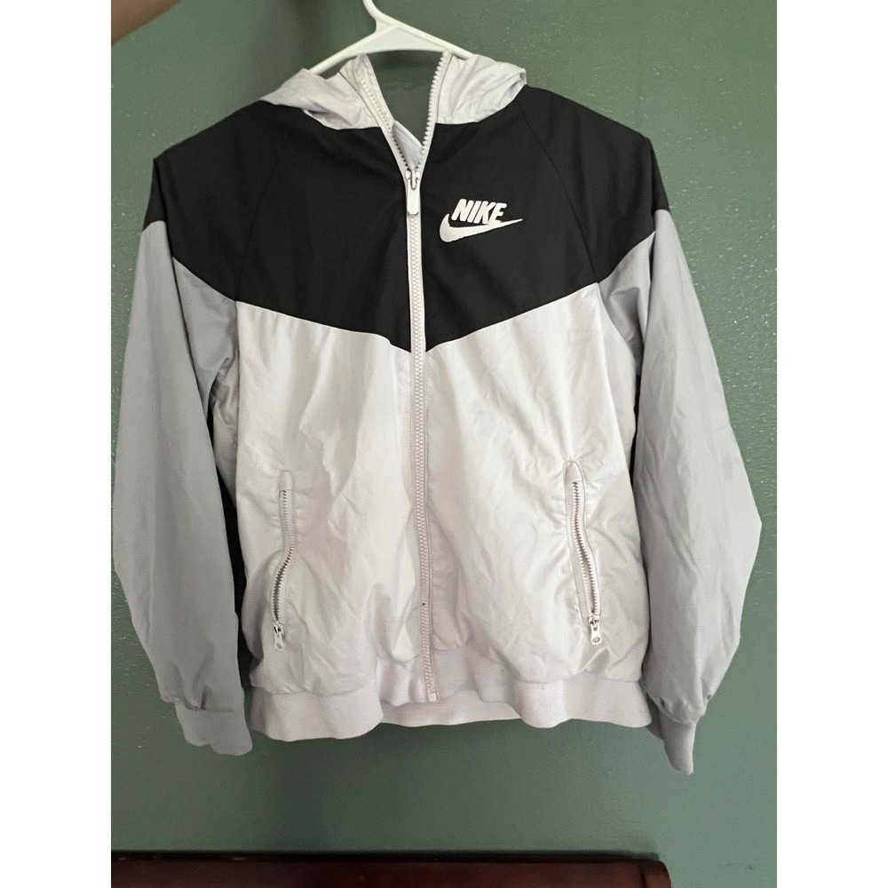Nike Windrunner Hooded Windbreaker Jacket Black White Grey